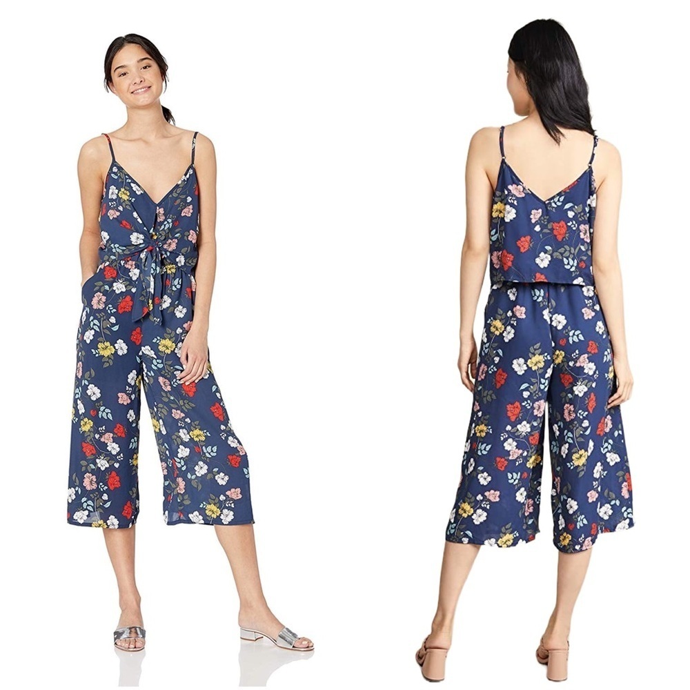 Jack BB Dakota Garden My French Jumpsuit Wide Leg Sleeveless V-Neck Floral Print